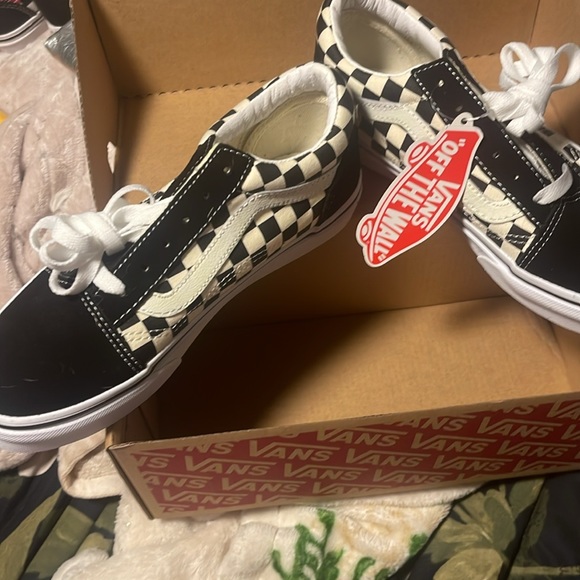 Kids size 3 vans suede and canvas black and white checkered - Picture 4 of 7